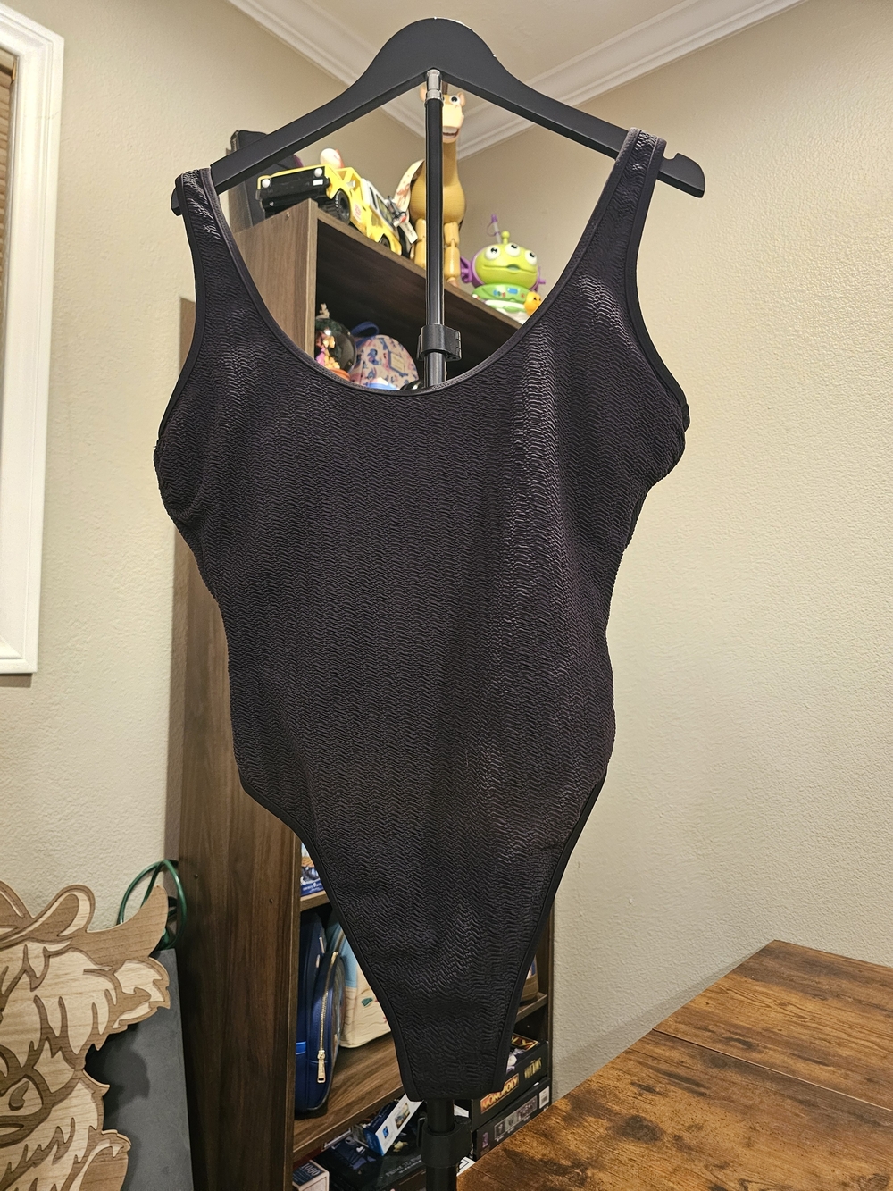 Women's Black One-Piece Swimsuit - Classic Scoop Neck